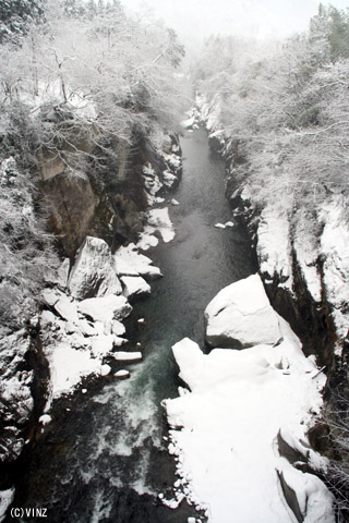 雪景色 冬 石川 手取渓谷